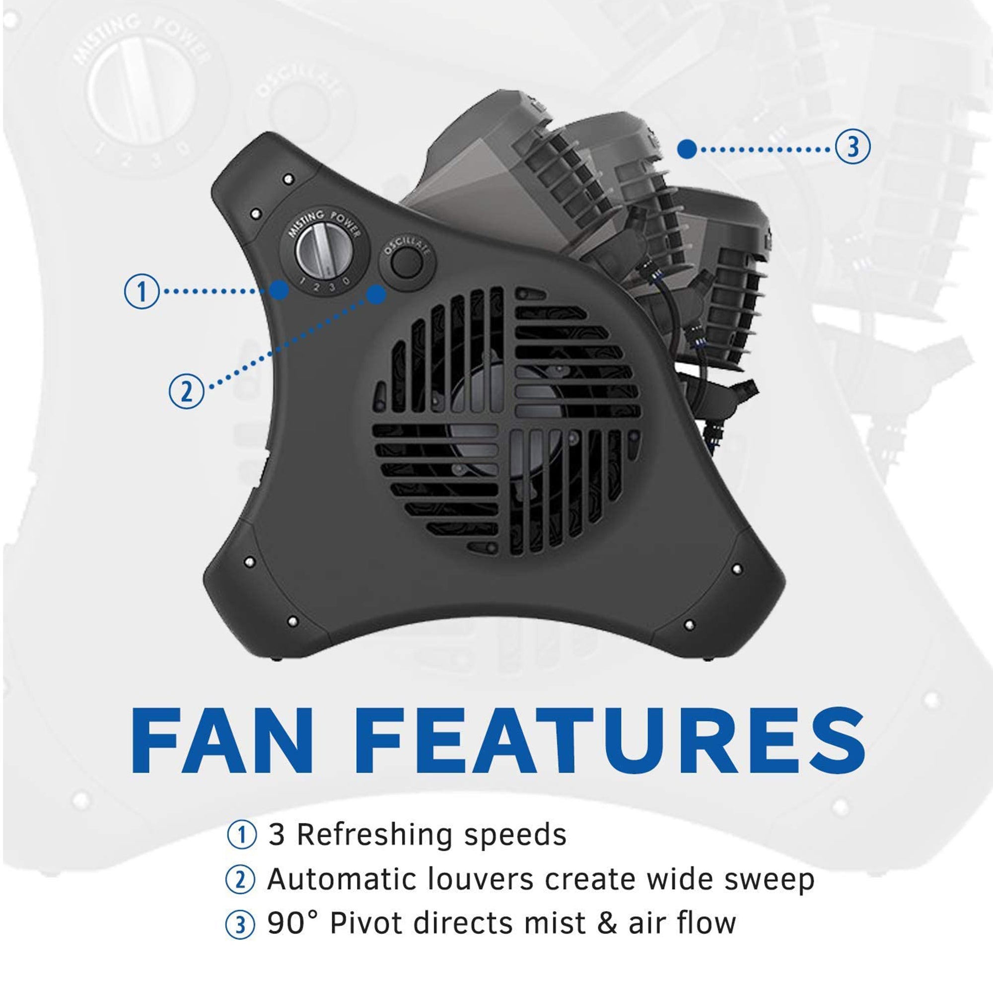 Lasko Misto 7050 3 Speed Outdoor Patio Water Misting Fan  (Used) - VMInnovations