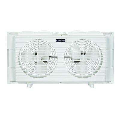 Lasko Slim 2 Speed 22-34 Inch Wide Dual Twin Window Fan, White |(Open Box)