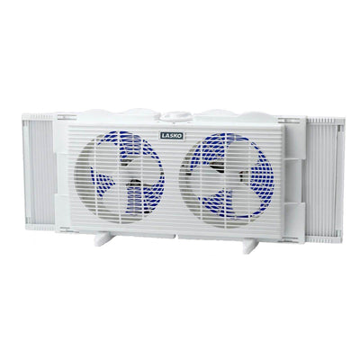 Lasko Slim 2 Speed 22-34 Inch Wide Dual Twin Window Fan, White |(Open Box)