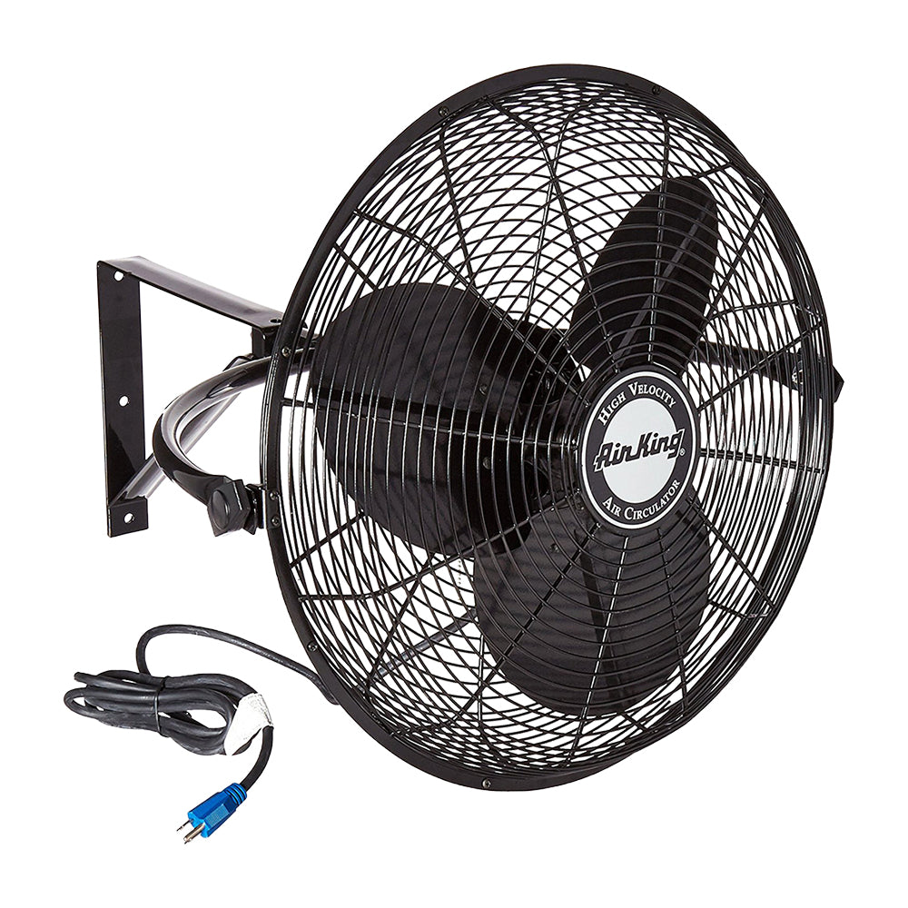 Air King 20" 1/6 HP 3-Speed Non-Oscillating Enclosed Steel Wall Mount Fan, Black - VMInnovations