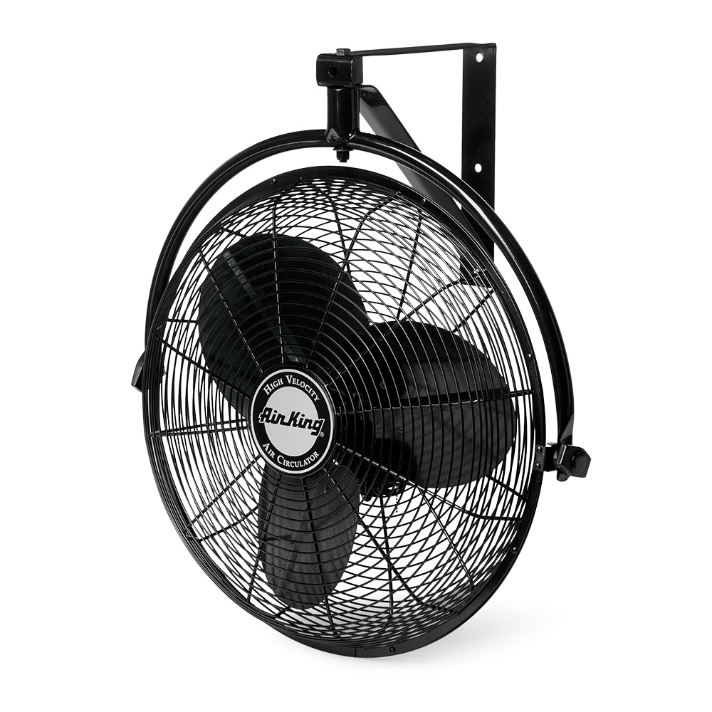 Air King 20" 1/6 HP 3-Speed Non-Oscillating Enclosed Steel Wall Mount Fan, Black