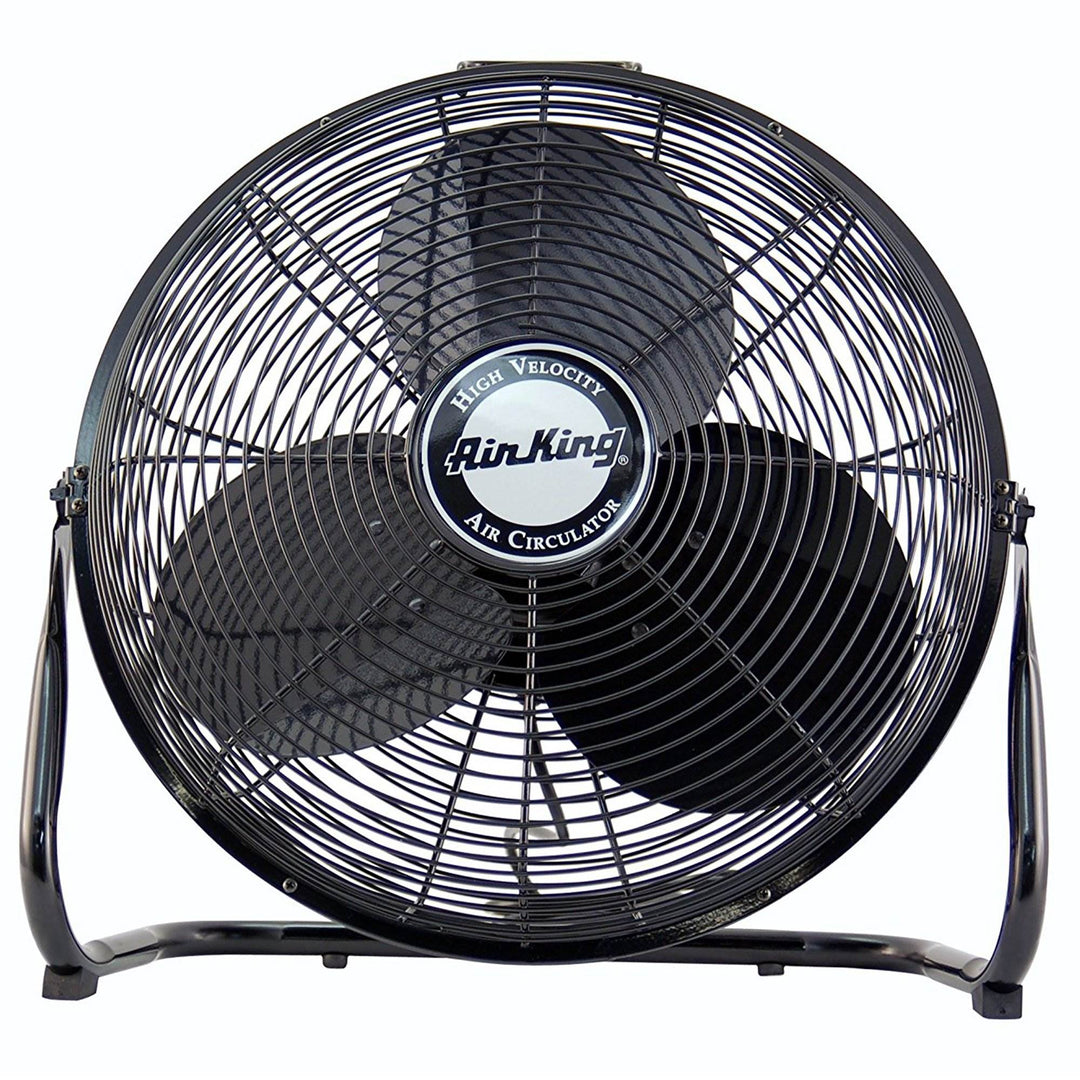 Air King 12 Inch 3-Speed Indoor Industrial Open Motor Pivoting Floor Fan (Used)