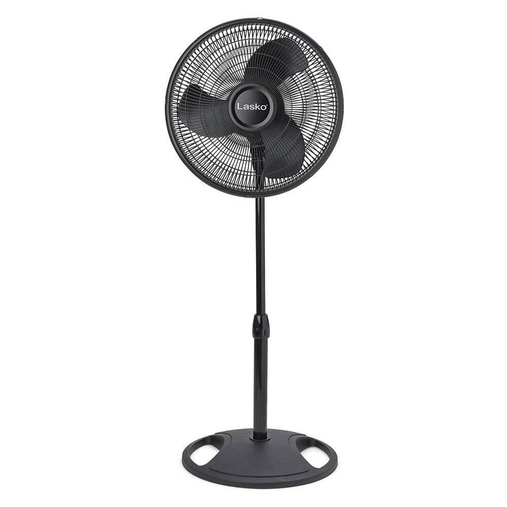 Lasko 16" 3-Speed Adjustable Tilting Oscillating Standing Pedestal Fan, Black (Refurbished)