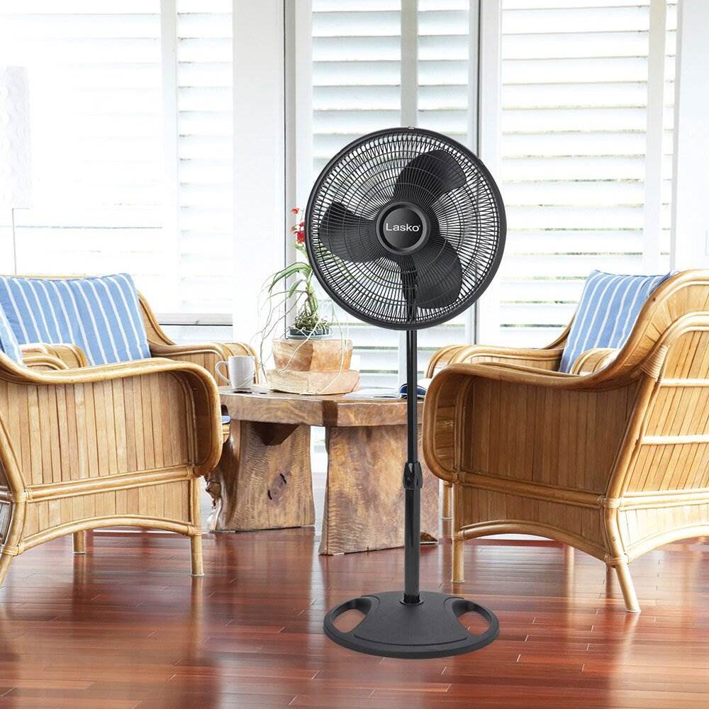 Lasko 16 Inch Oscillating 3 Speed Adjustable Tilting Stand Fan, Black (Open Box)