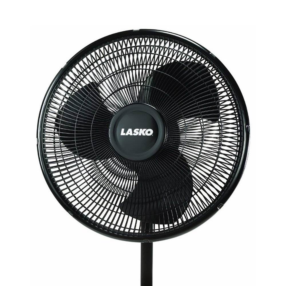 Lasko 16" 3-Speed Adjustable Tilting Oscillating Standing Pedestal Fan, Black