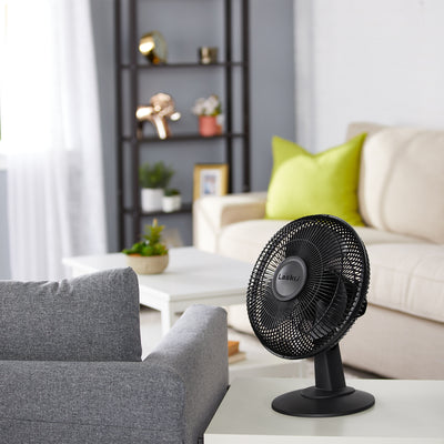Lasko 12" 3 Speed Portable Oscillating Small Floor Table Fan, Black (Open Box)