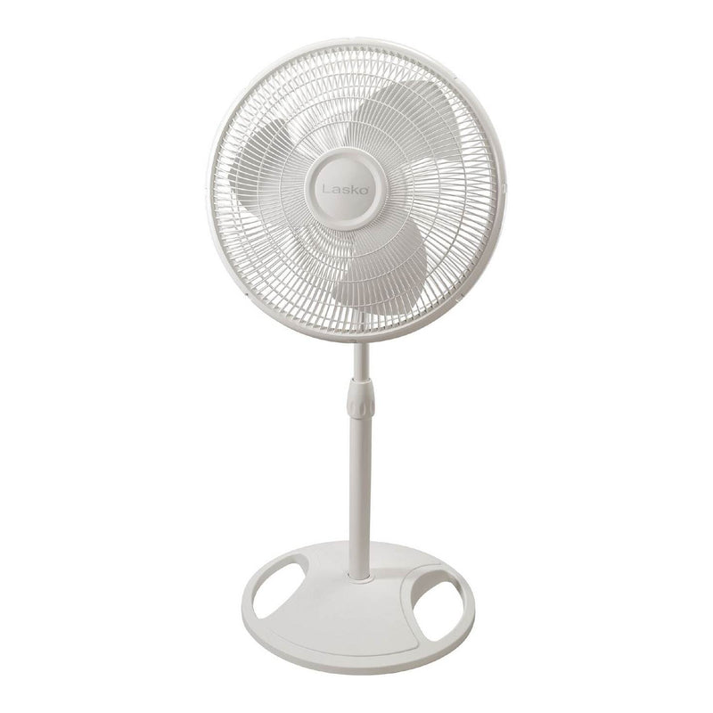 Lasko 16 Inch Oscillating 3 Speed Tilting Pedestal Stand Fan, White (Used)