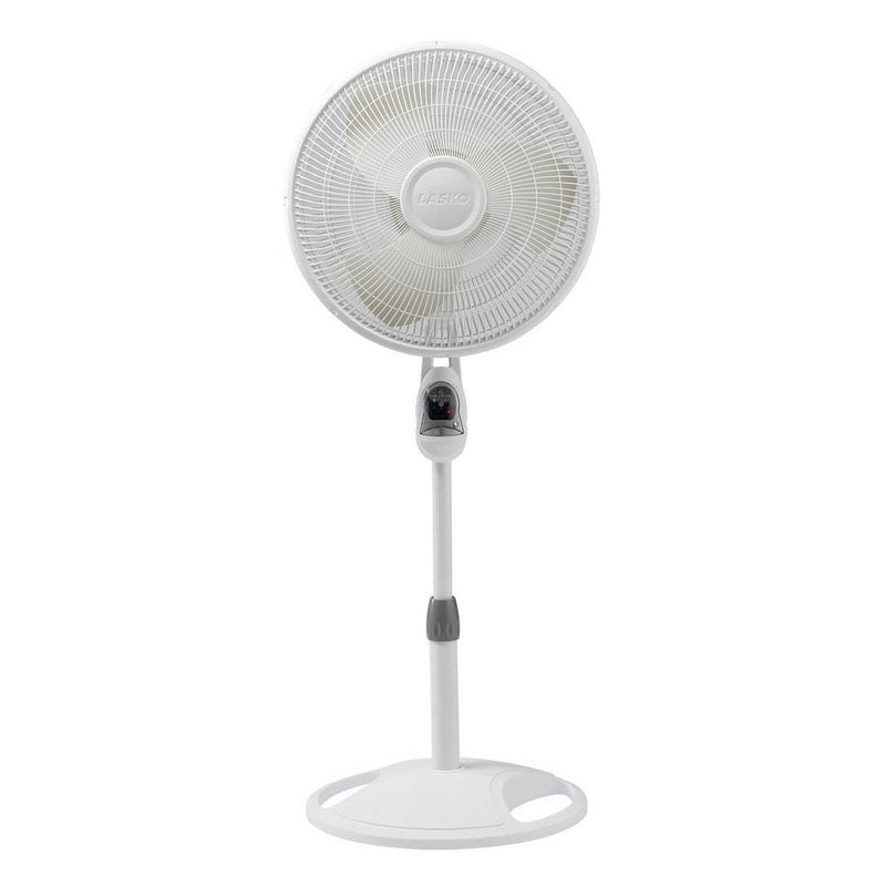 Lasko 16 Inch Remote Control Oscillating 3 Speed Free Standing Floor Fan, White