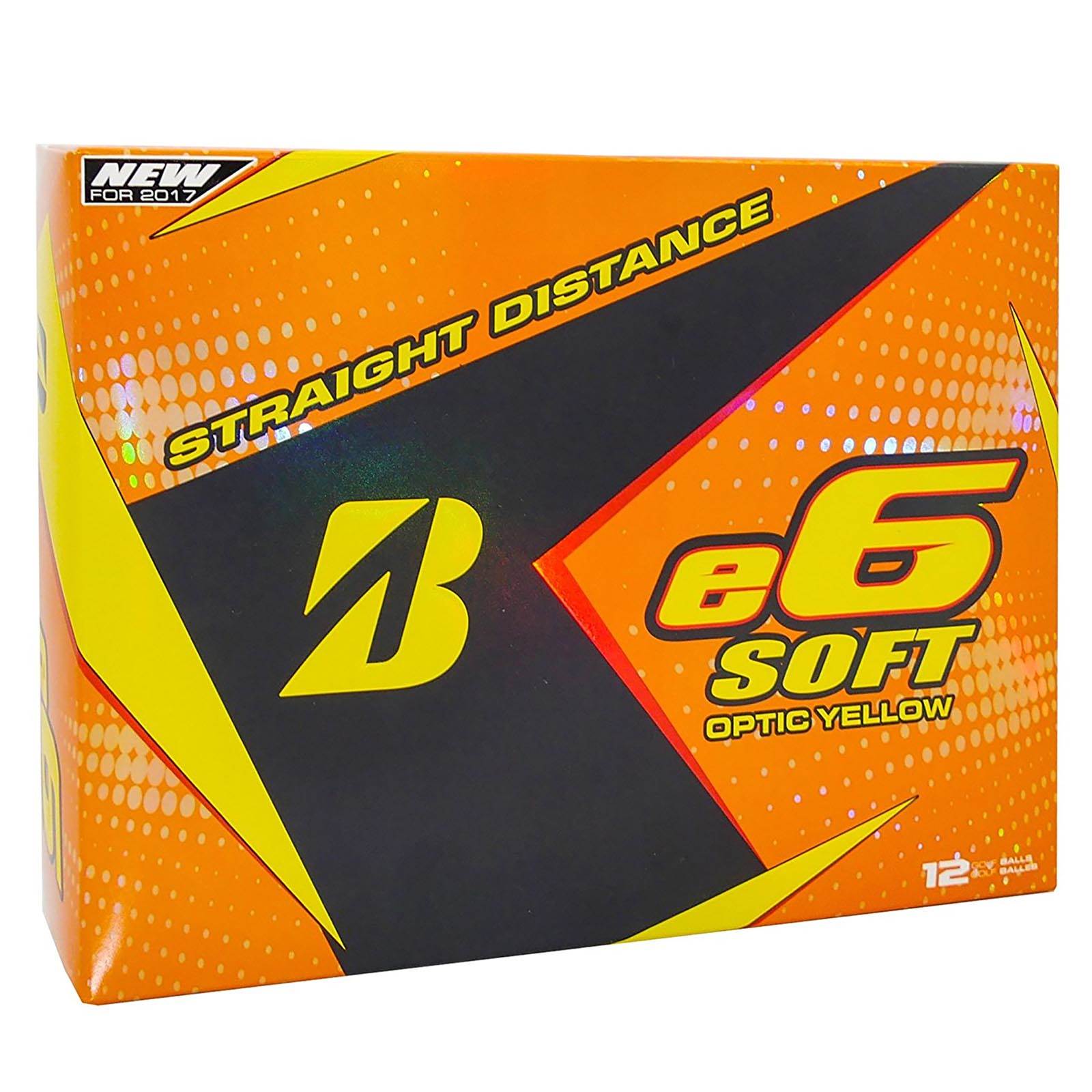 Bridgestone 2017 e6 Soft Yellow Straight Distance Low Spin Golf Balls, 6 Dozen