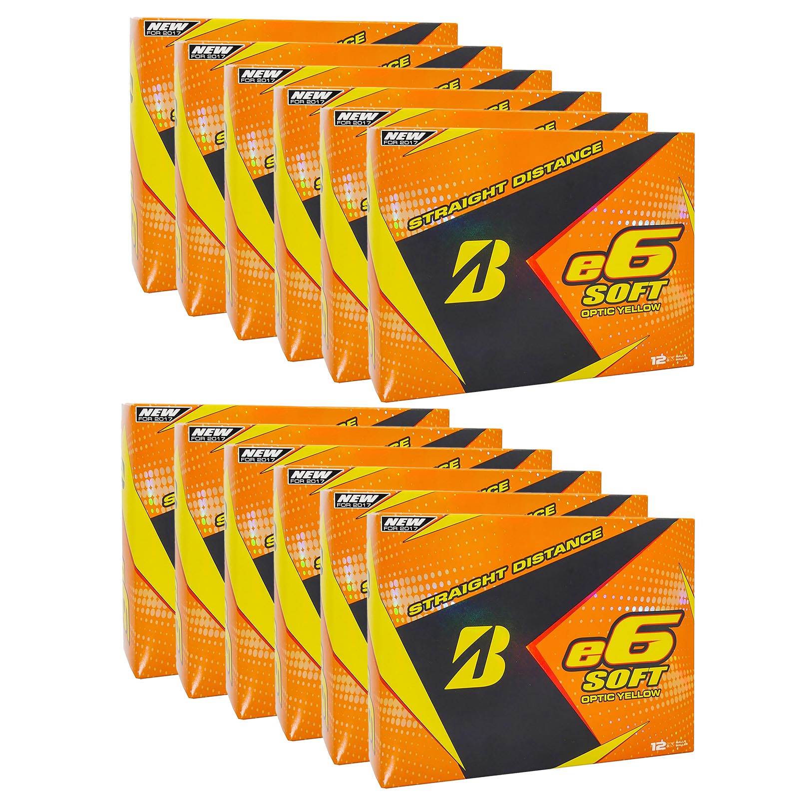 Bridgestone 2017 e6 Soft Yellow Straight Distance Low Spin Golf Balls, 12 Dozen