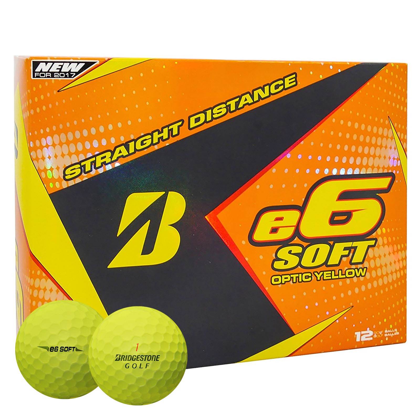Bridgestone 2017 e6 Soft Yellow Straight Distance Low Spin Golf Balls, 12 Dozen