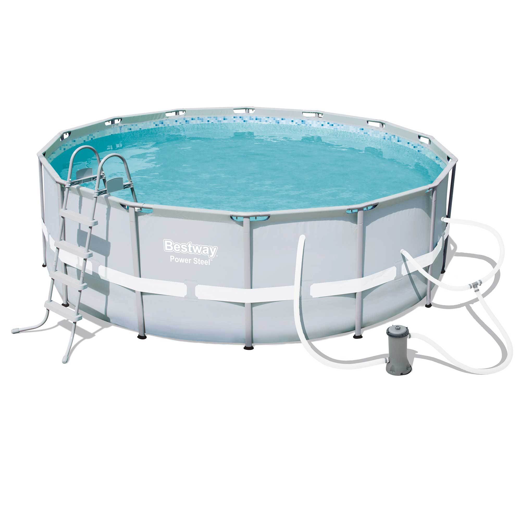 Bestway 14ft x 48in Steel Frame Above Ground Pool Set + 6 Coleman Cartridges