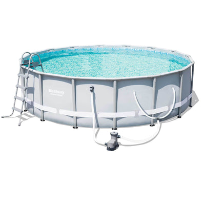 Bestway 16ft x 48in Round Power Steel Frame Above Ground Pool Set & 6 Cartridges
