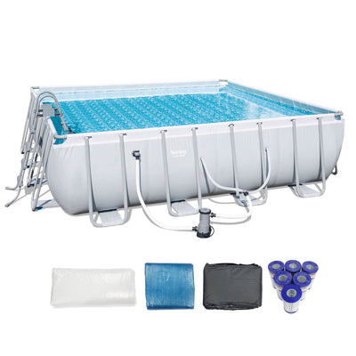 Bestway 16ft x 48in Power Steel Above Ground Pool Set + 6 Coleman Cartridges