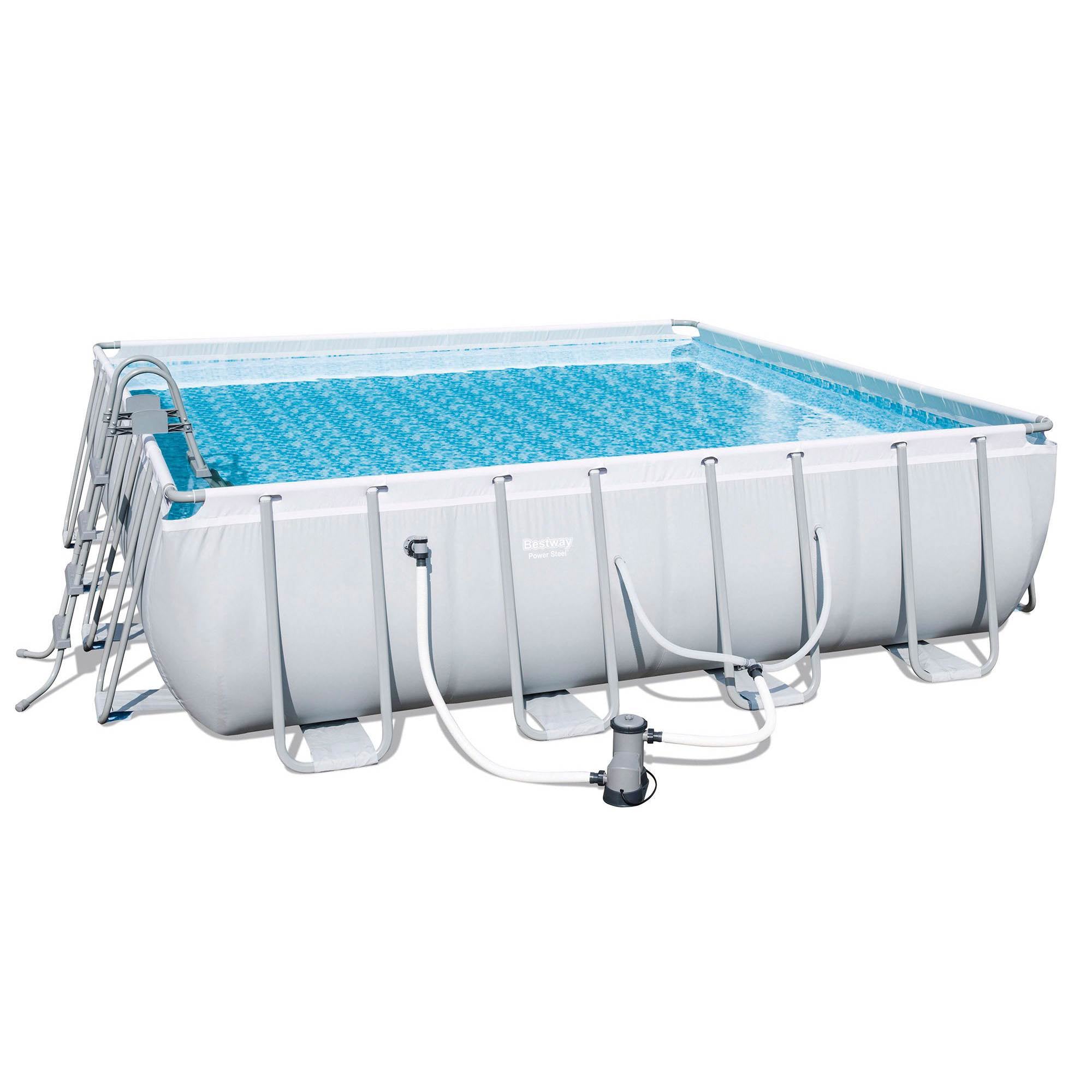 Bestway 16ft x 48in Power Steel Above Ground Pool Set + 6 Coleman Cartridges