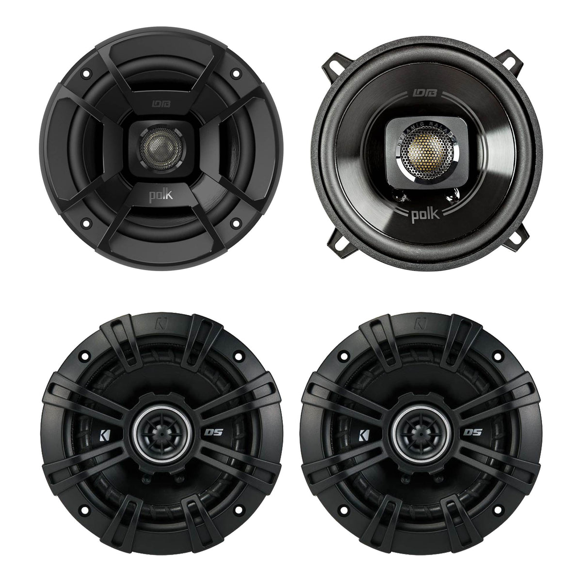 Polk Audio 5.25" 300W Speakers, Pair + Kicker 5.25" 200W Speakers, Pair - VMInnovations