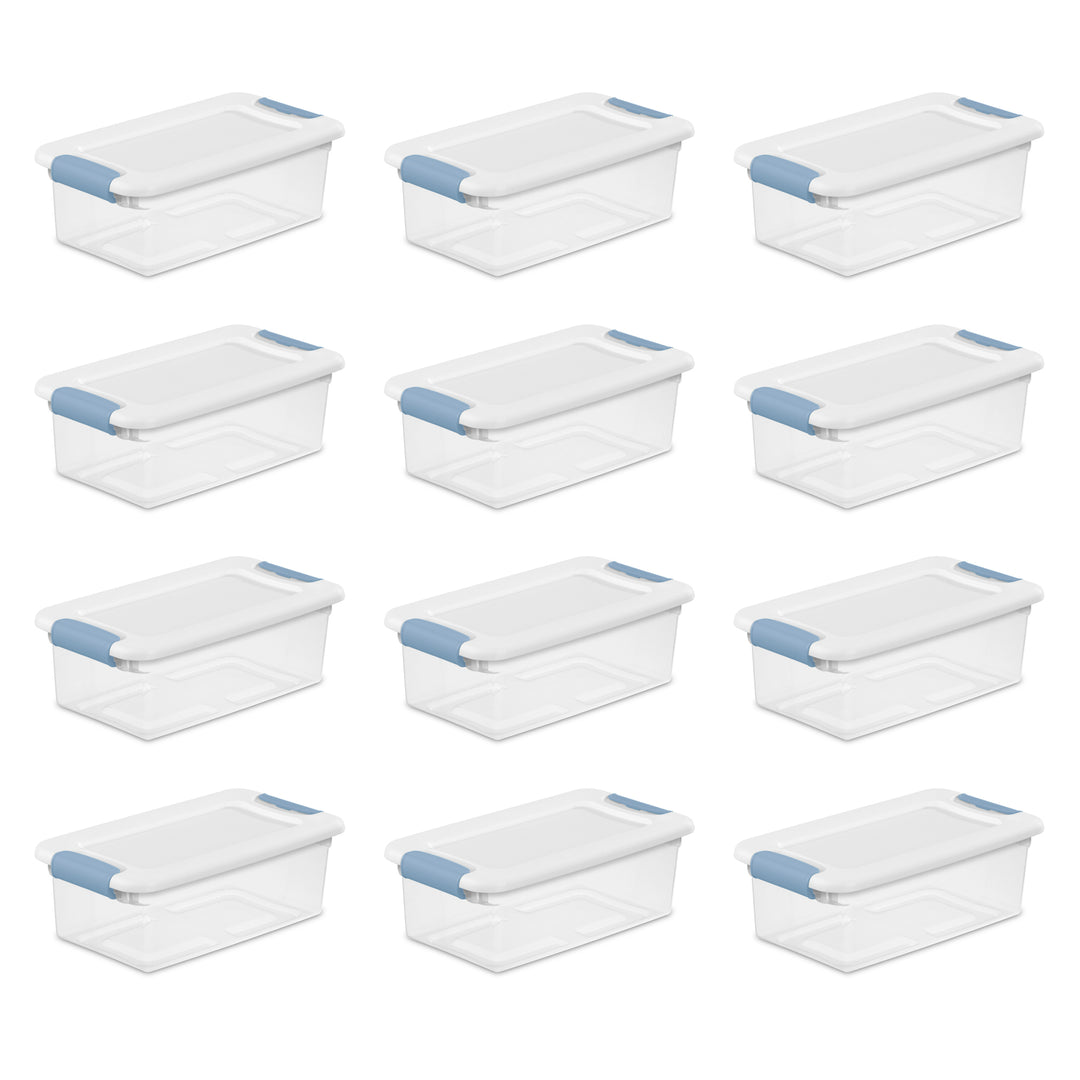 Sterilite 6 Qt. Plastic Stackable Storage Box with Latching Lid, Clear (12 Pack) - VMInnovations