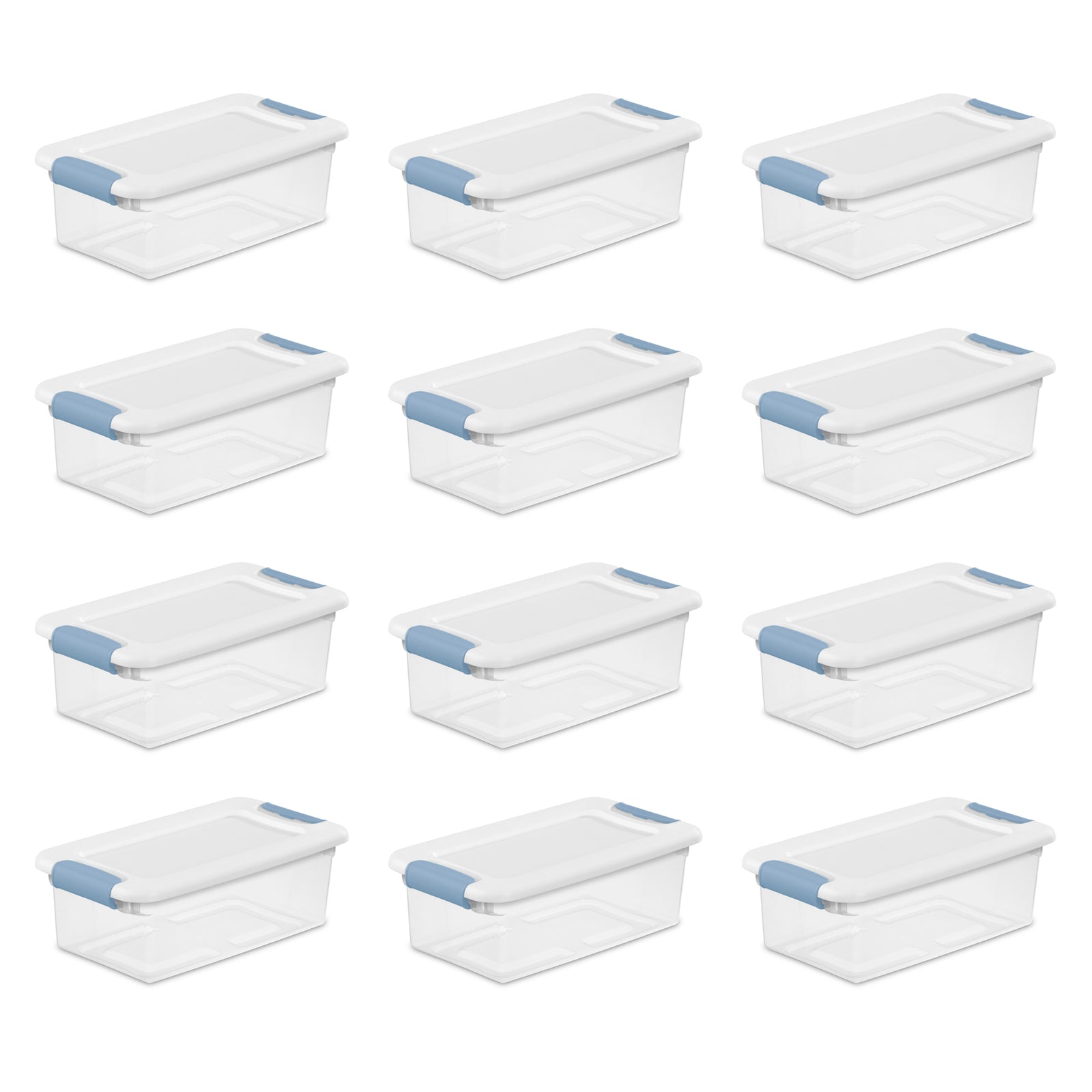 Sterilite 6 Qt. Plastic Stackable Storage Box with Latching Lid, Clear (12 Pack) - VMInnovations