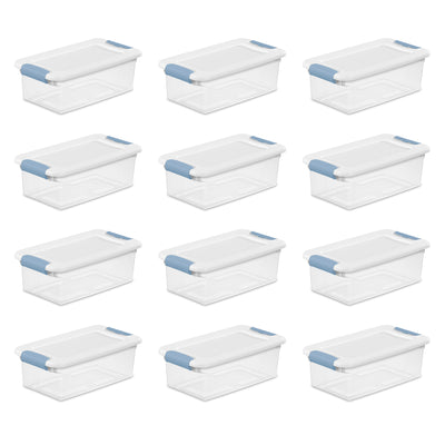 Sterilite 6 Qt. Plastic Stackable Storage Box with Latching Lid, Clear (12 Pack) - VMInnovations