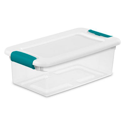 Sterilite 6 Qt. Plastic Stackable Storage Box with Latching Lid, Clear (12 Pack)