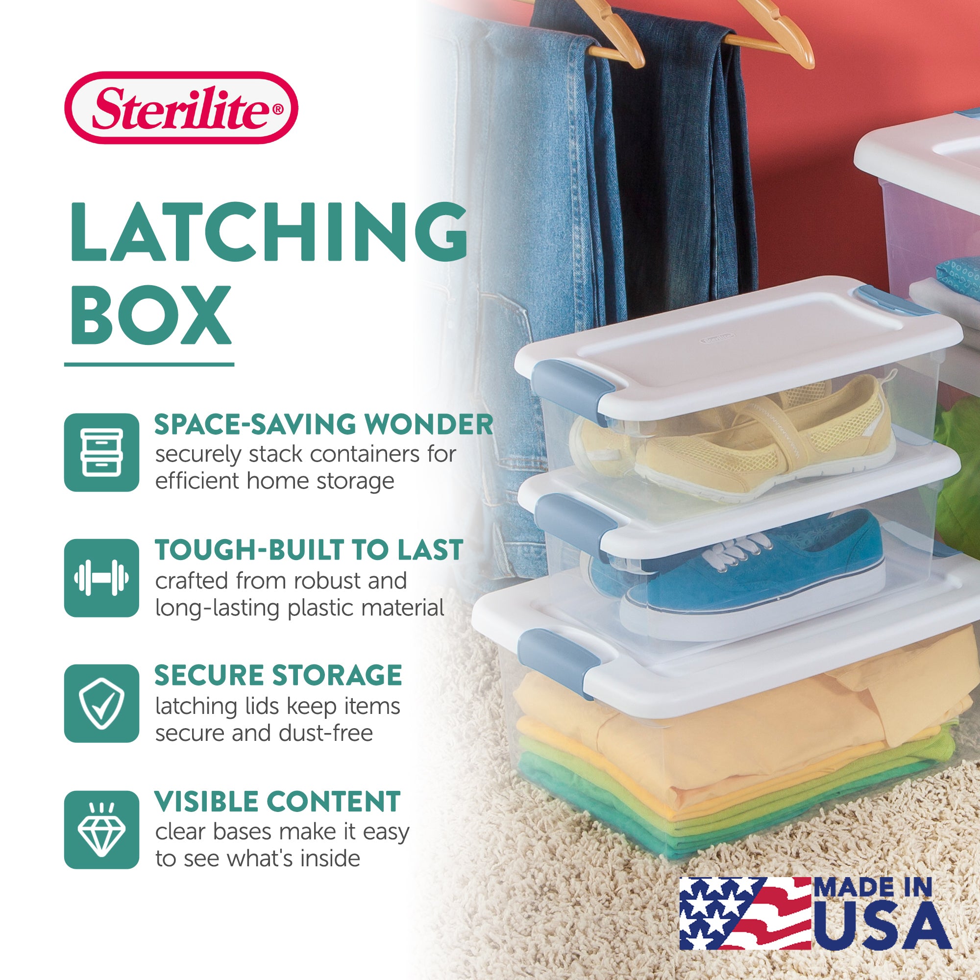 Sterilite Clear Plastic 6 Quart Storage Box Container with Latching Lid, 24 Pack - VMInnovations