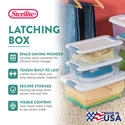 Sterilite Clear Plastic 6 Quart Storage Box Container with Latching Lid, 24 Pack - VMInnovations