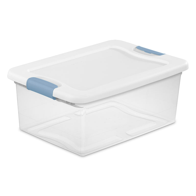 Sterilite Plastic 15 Quart Storage Box Container with Latching Lid, 24 Pack