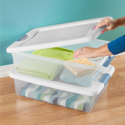 Sterilite 32 Quart Clear Plastic Stackable Storage Box Container (6 Pack) - VMInnovations