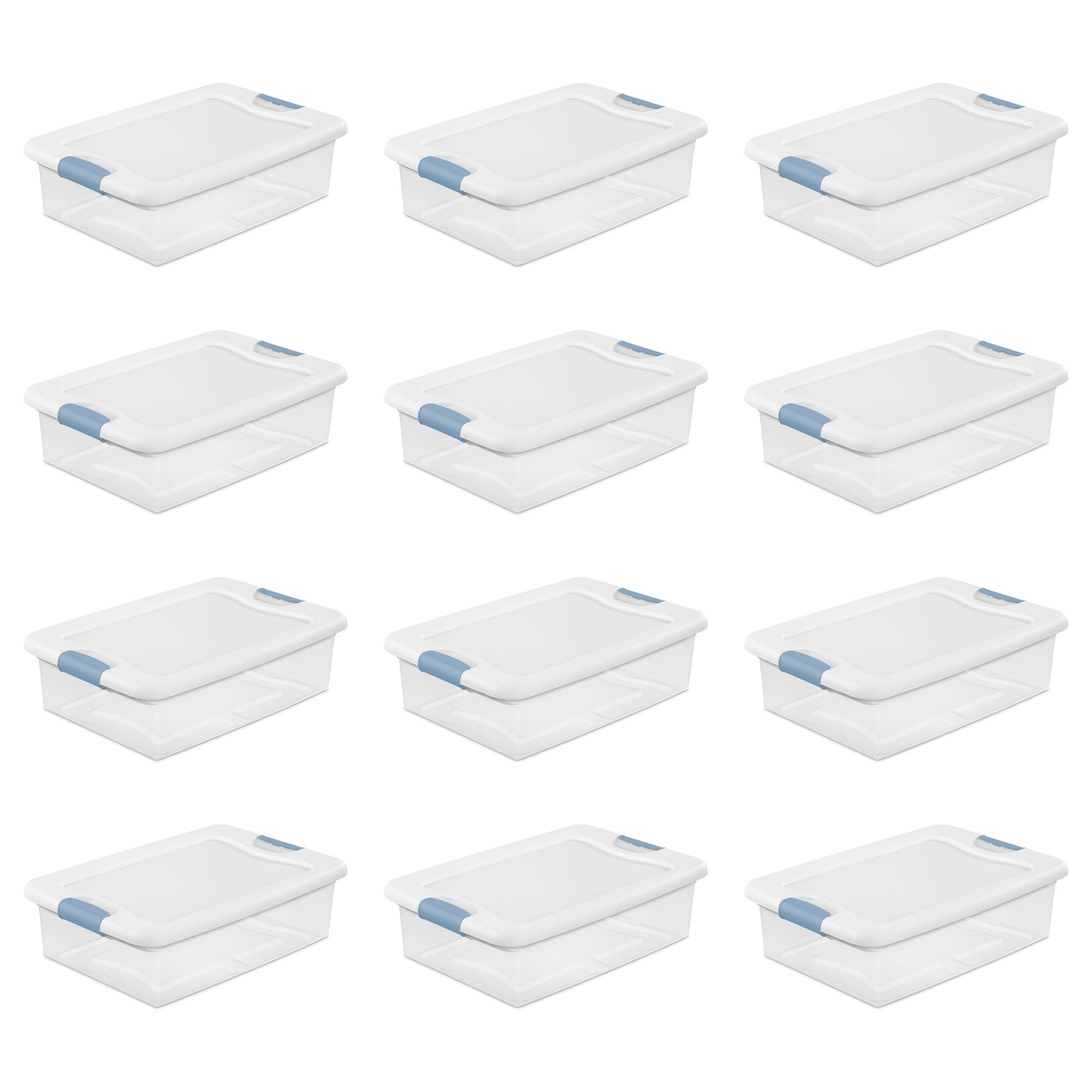 Sterilite 32 Qt Plastic Clear Stackable Latching Storage Box Container (12 Pack) - VMInnovations