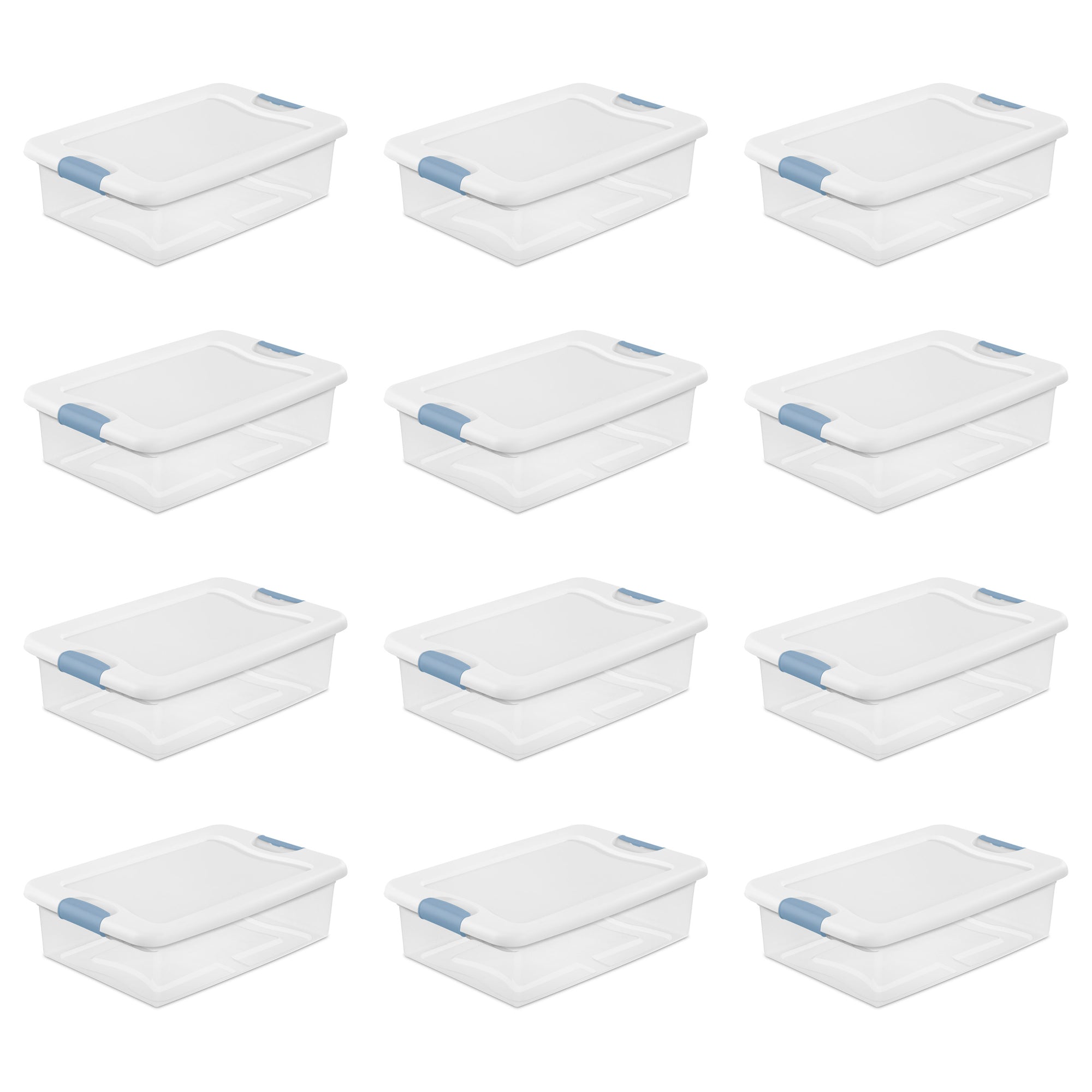 Sterilite 32 Qt Plastic Clear Stackable Latching Storage Box Container (12 Pack) - VMInnovations