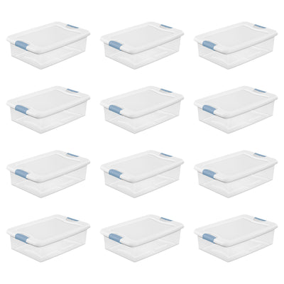 Sterilite 32 Qt Plastic Clear Stackable Latching Storage Box Container (12 Pack) - VMInnovations