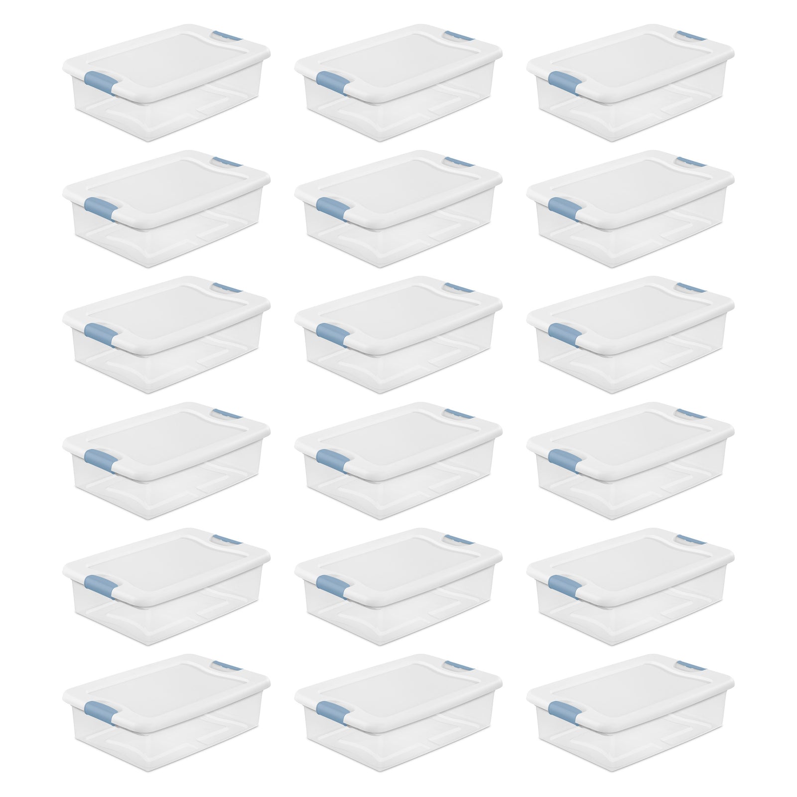Sterilite 32 Quart Clear Stackable Latching Storage Box Containers, 18 Pack - VMInnovations