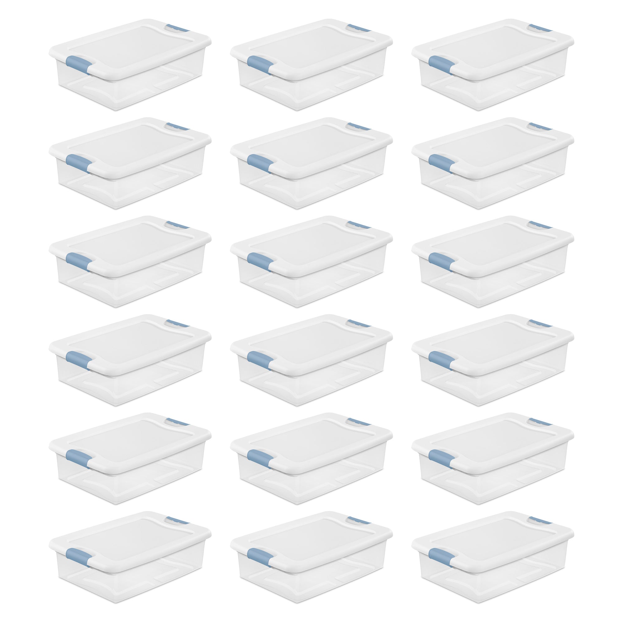 Sterilite 32 Quart Clear Stackable Latching Storage Box Containers, 18 Pack - VMInnovations