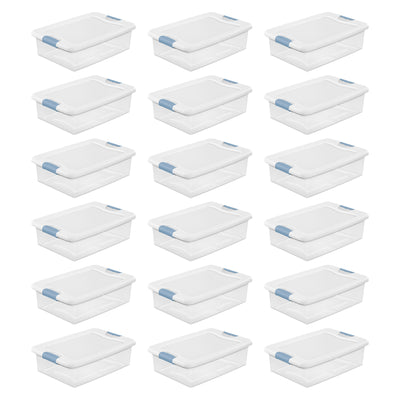 Sterilite 32 Quart Clear Stackable Latching Storage Box Containers, 18 Pack - VMInnovations