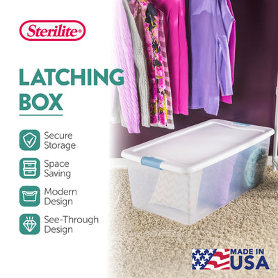 Sterilite 106-Qt. Clear Stackable Latching Storage Container(4 Pack) (Open Box)
