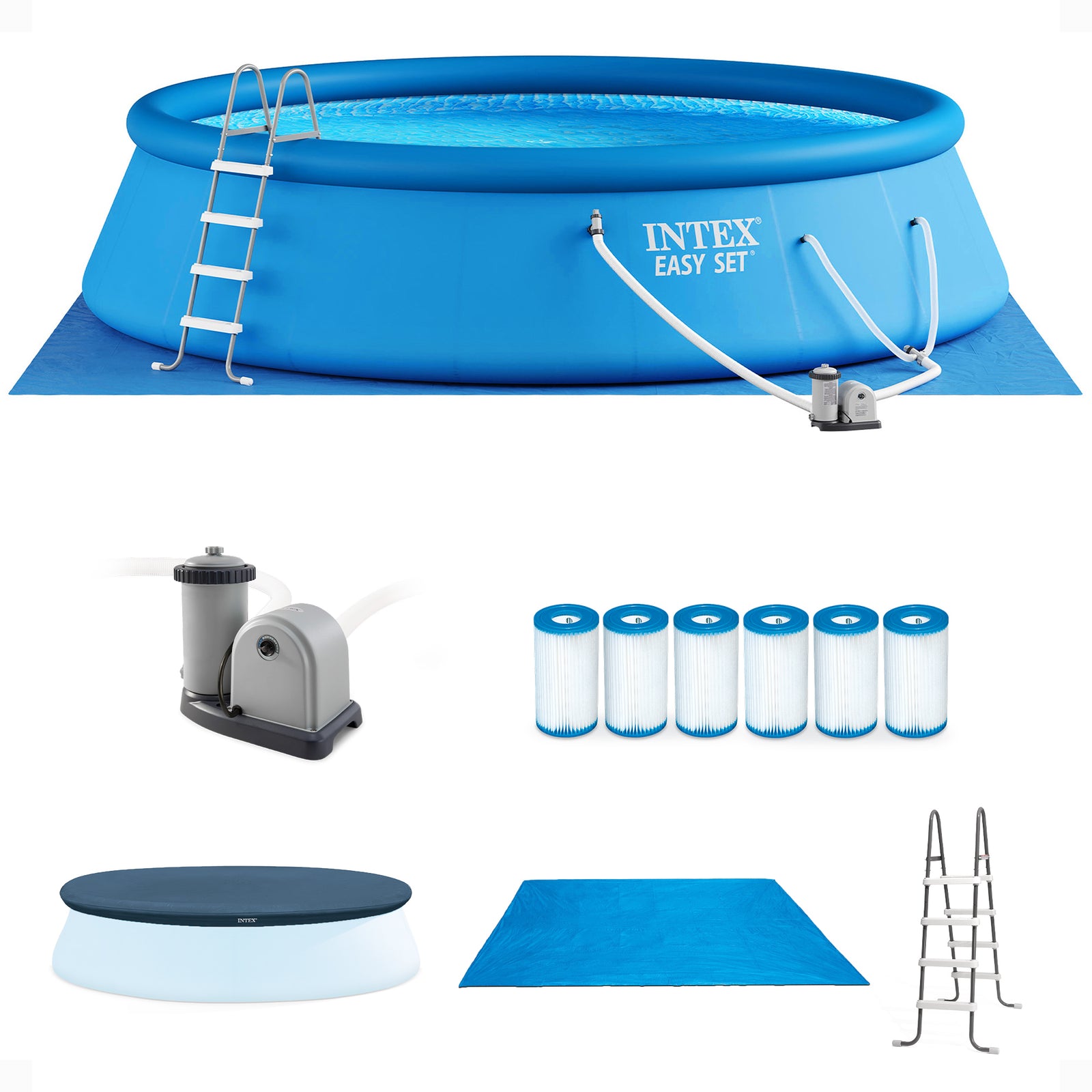 Intex 18' x 48" Inflatable Above Ground Pool Set with Filter Cartridges (6 Pack) - VMInnovations