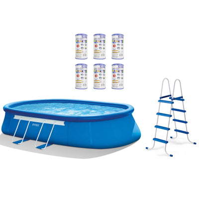 Intex 20' x 12' x 48" Oval Frame Above Ground Pool Set + 6 Filter Cartridges