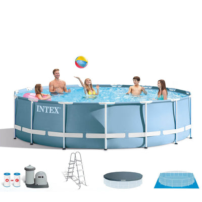 Intex 18ft x 48in Prism Frame Above Ground Pool Pump Set & Six Filter Cartridges
