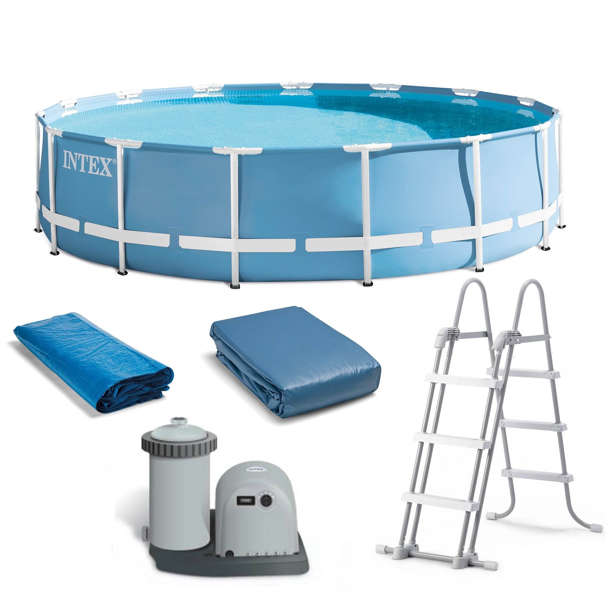 Intex 18ft x 48in Prism Frame Above Ground Pool Pump Set & Six Filter Cartridges