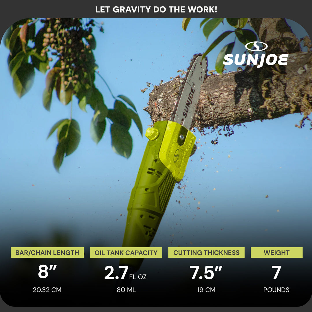 Sun Joe 8-Inch 6.5-Amp Electric 15-Foot Telescoping Pole Chainsaw, SWJ800E