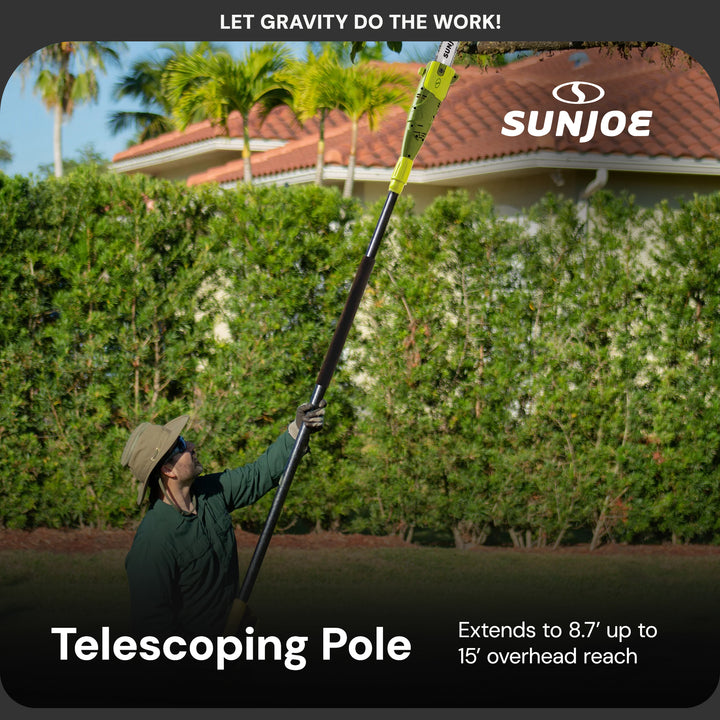 Sun Joe 8-Inch 6.5-Amp Electric 15-Foot Telescoping Pole Chainsaw, SWJ800E