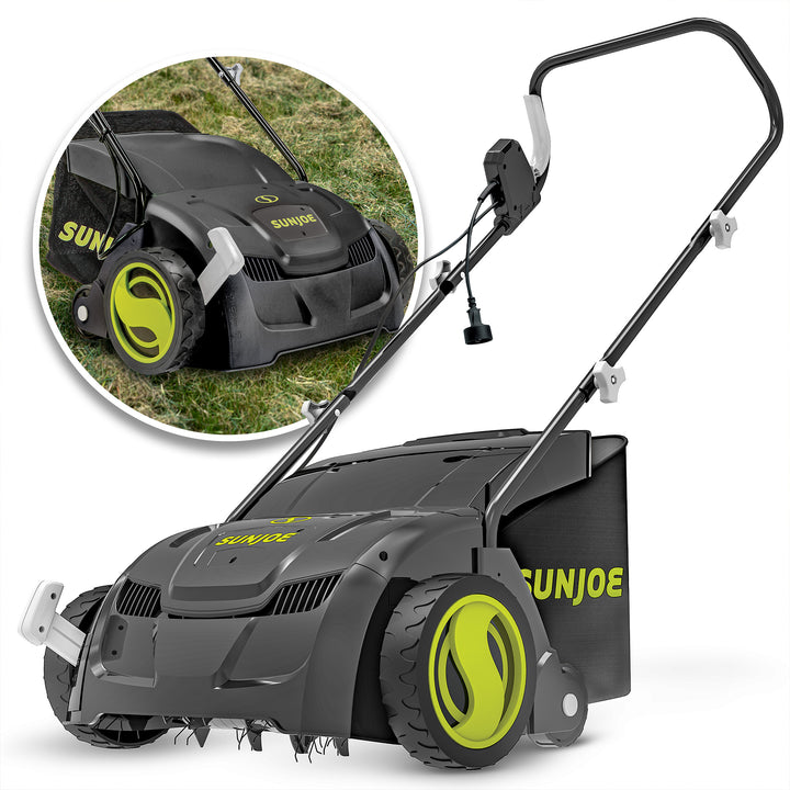 Sun Joe 13 Inch 12 Amp Electric Scarifier and Lawn Dethatcher with Bagger (Used)