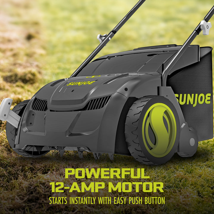 Sun Joe 13 Inch 12 Amp Electric Scarifier and Lawn Dethatcher with Bagger (Used)