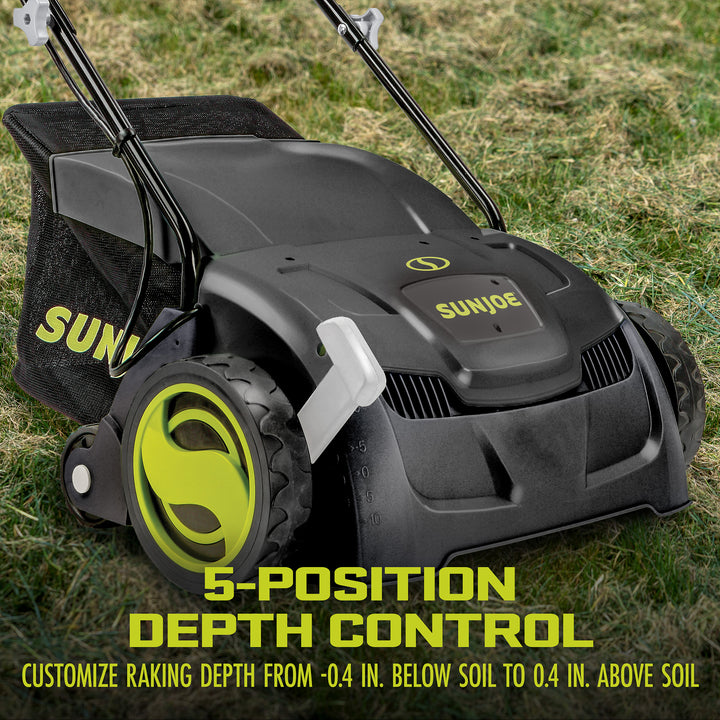 Sun Joe 13 Inch 12 Amp Electric Scarifier and Lawn Dethatcher with Bagger (Used)