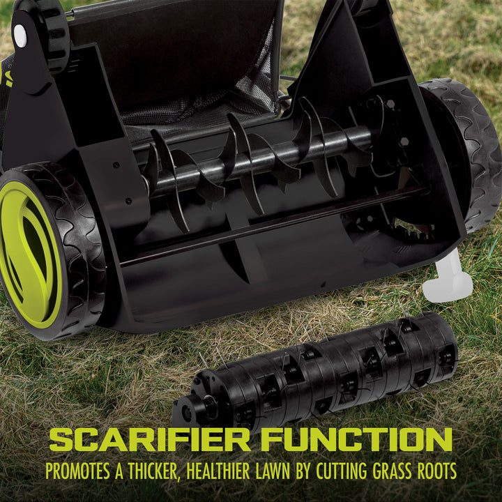 Sun Joe 13 Inch 12 Amp Electric Scarifier and Lawn Dethatcher with Bagger (Used)