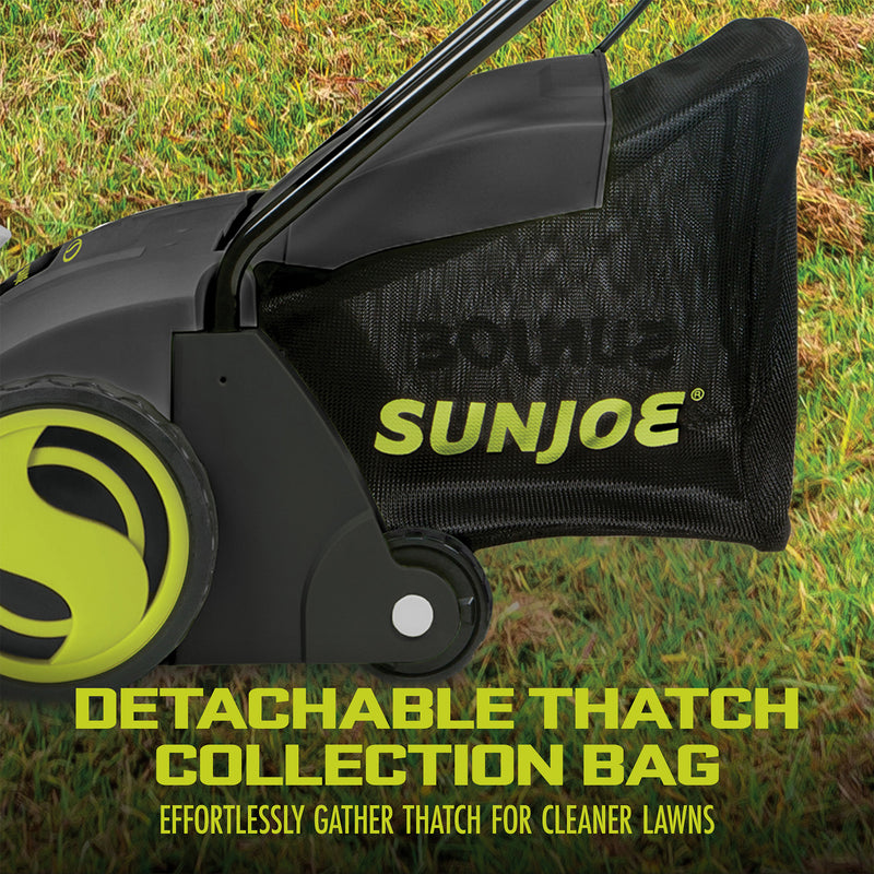 Sun Joe 12 Amp Electric Dethatcher and Scarifier with Removeable 8 Gallon Bag