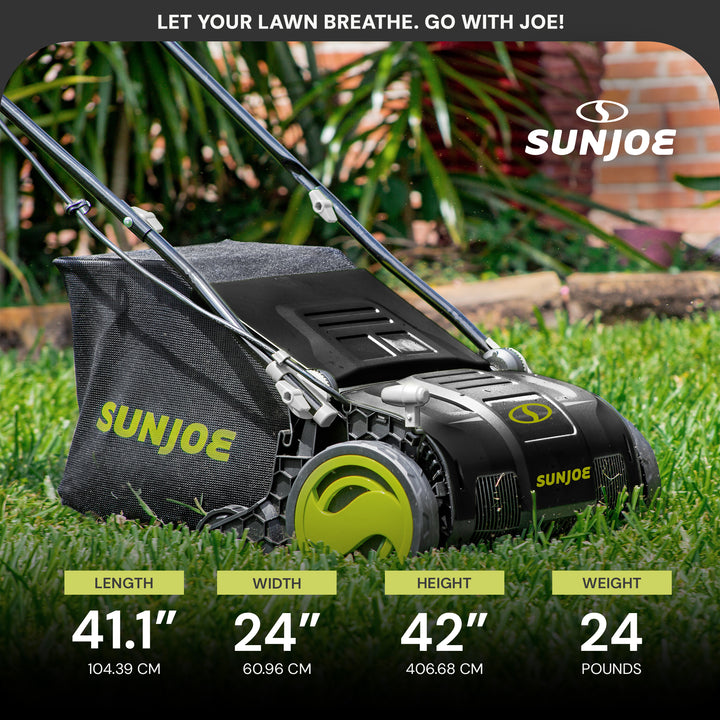 Sun Joe 13 Inch 12 Amp Electric Scarifier and Lawn Dethatcher with Bagger (Used)