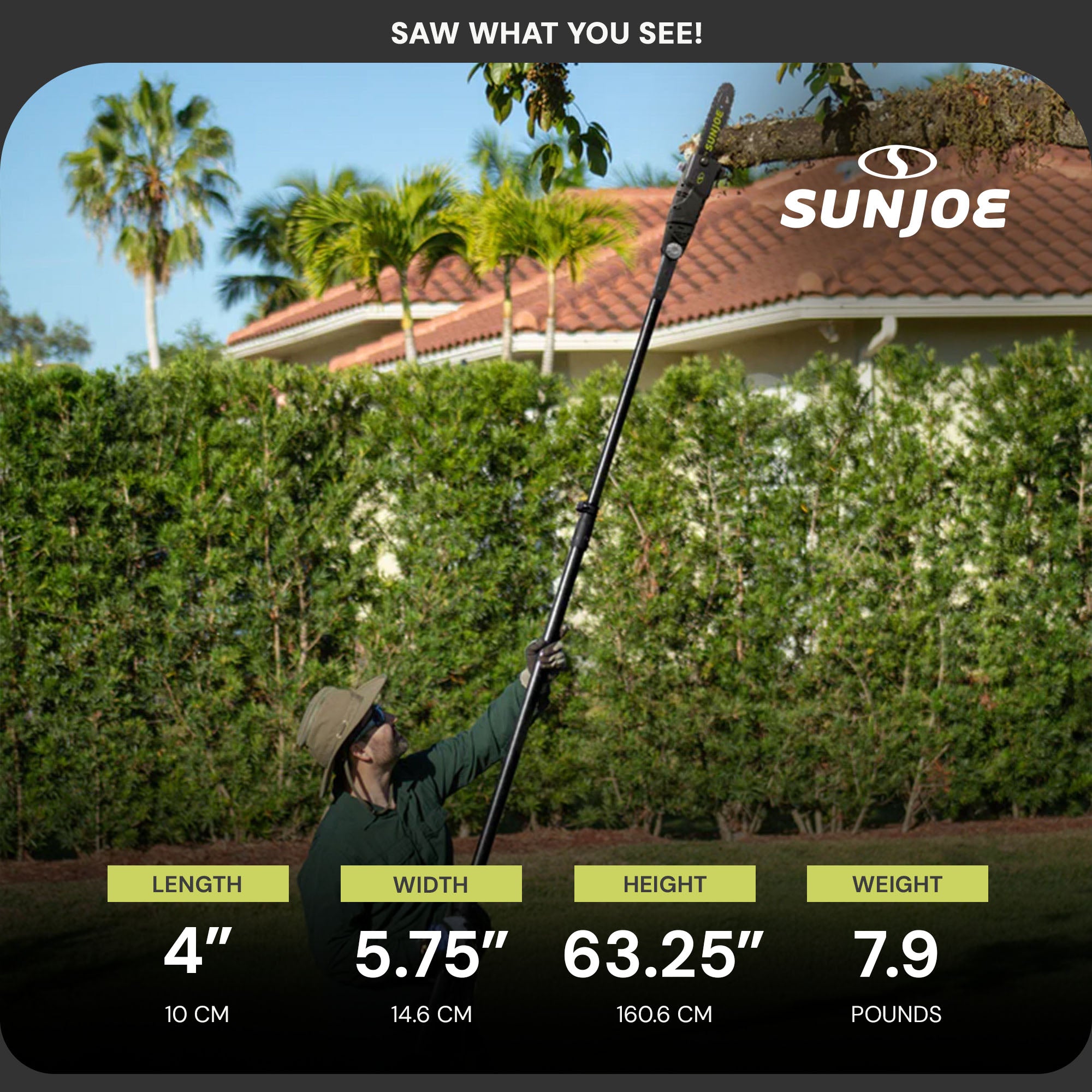 Sun Joe 10" 8-Amp Electric 15' Telescoping Multi-Angle Pole Chainsaw (Open Box) - VMInnovations