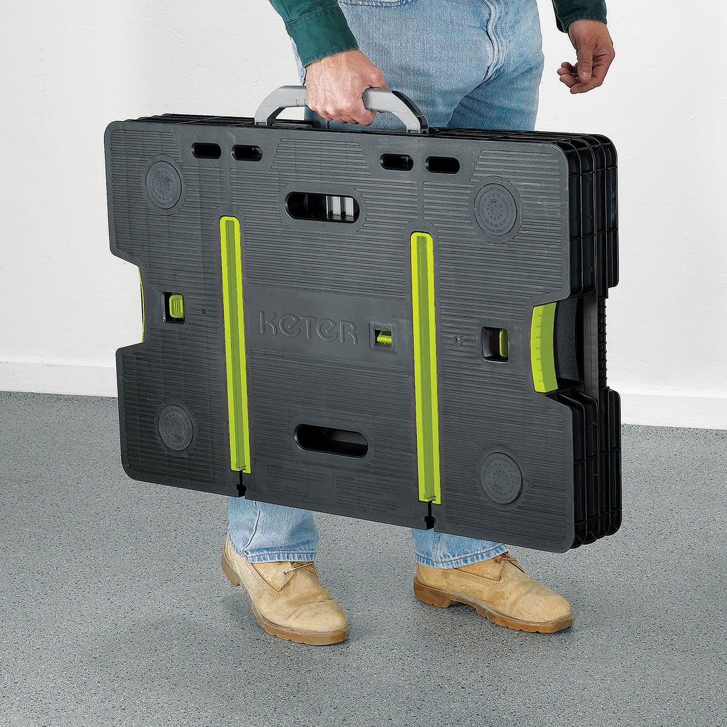 Keter Compact Portable Folding Garage Work Table with Clamps, Green (Incomplete)