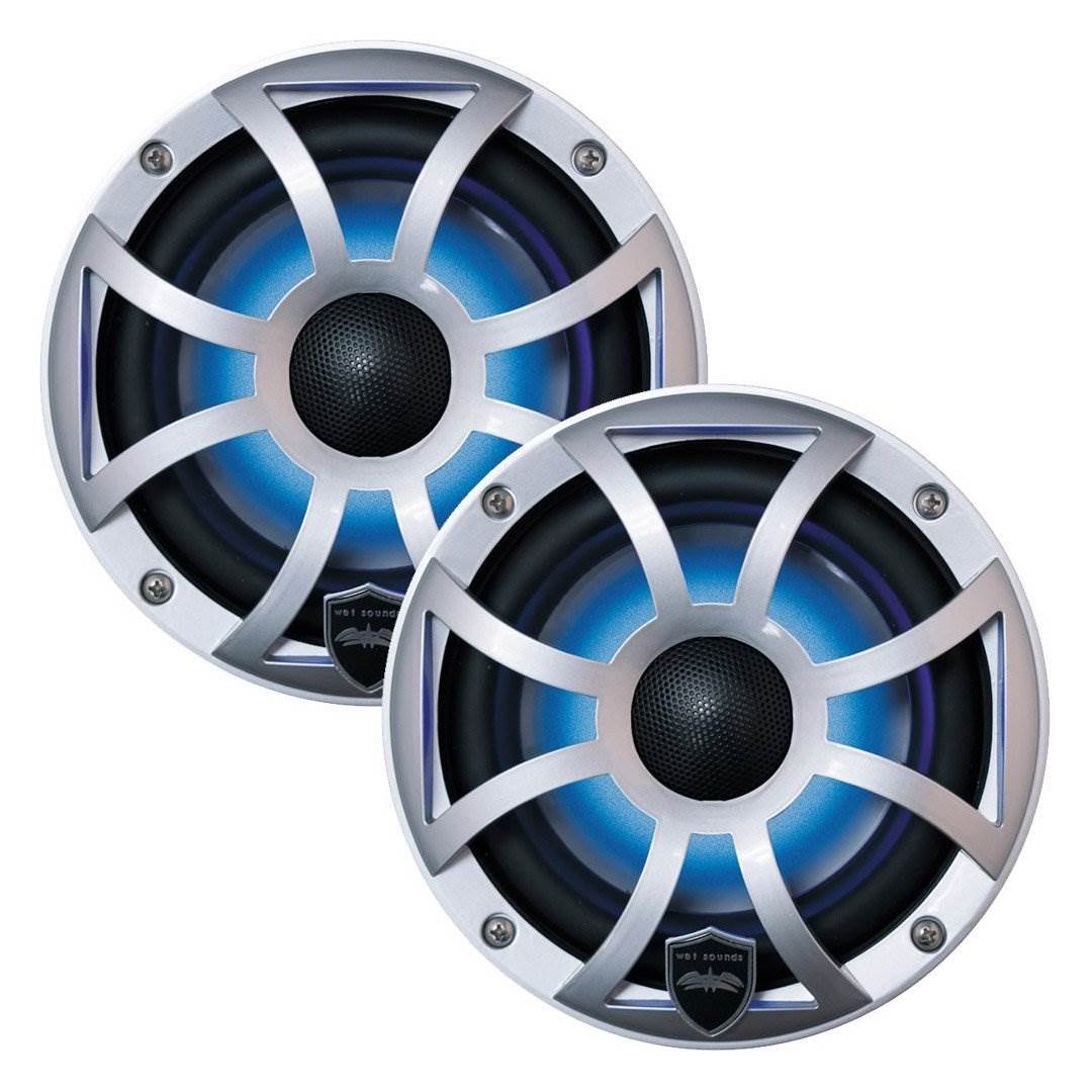 Wet Sounds 8" 300W Silver LED Coaxial Full Range Marine Speakers, Pair(Open Box)